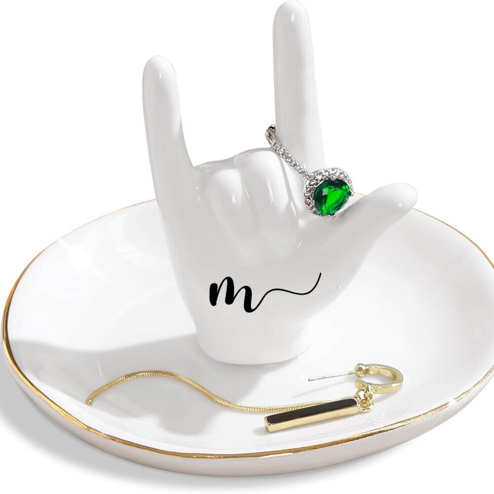 Initial Ring Holder Hand Ring Dish Ring Tray for Jewelry Rings Earrings Bracelet